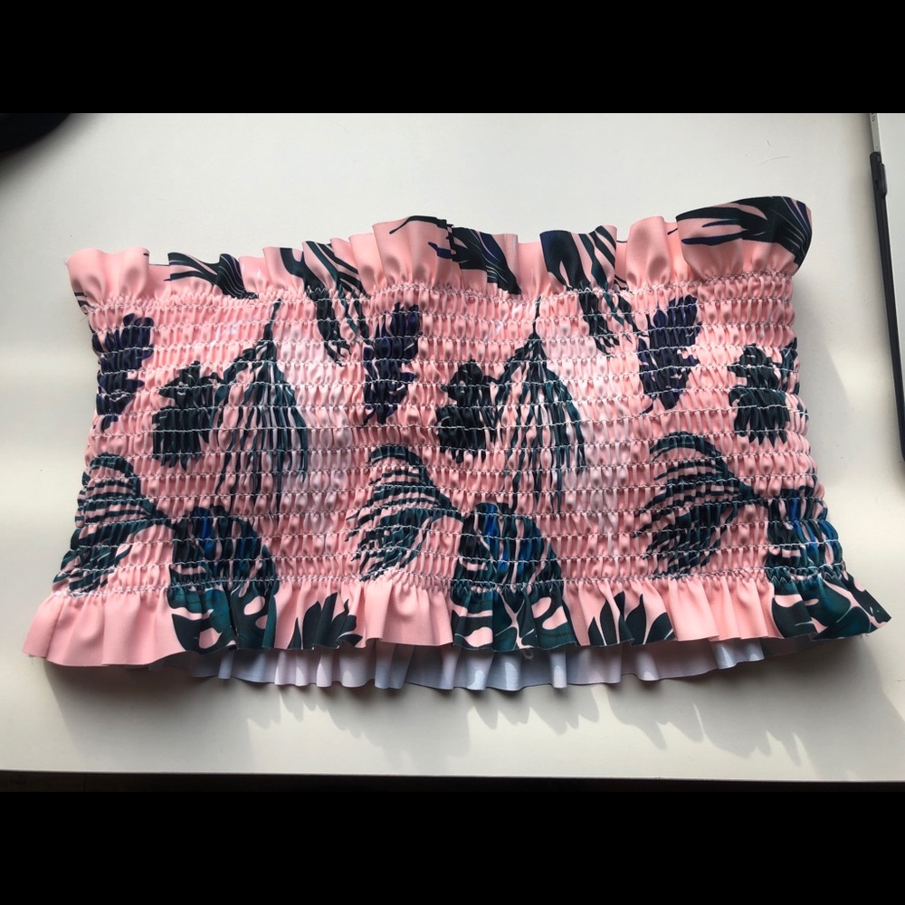 floral print strapless bathing suit top